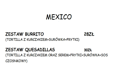 menu meksykańskie