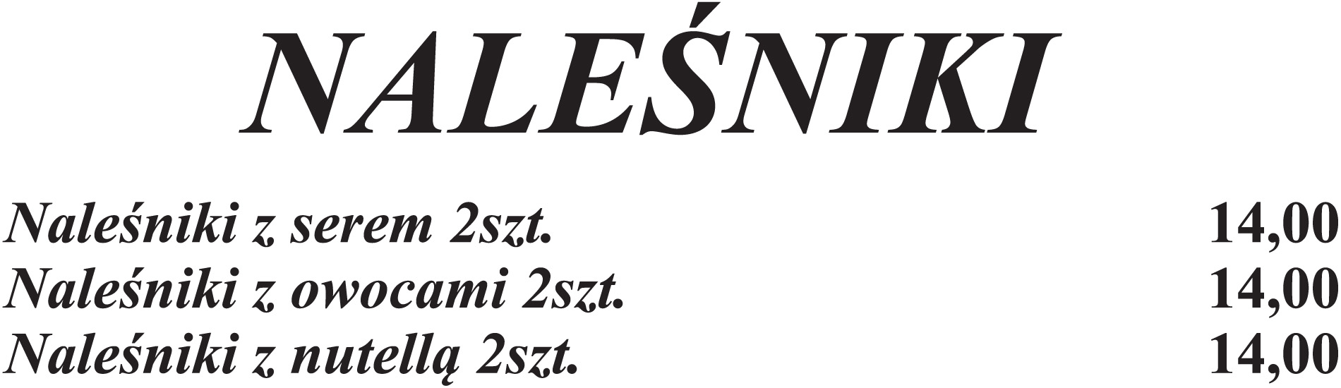 menu naleśniki